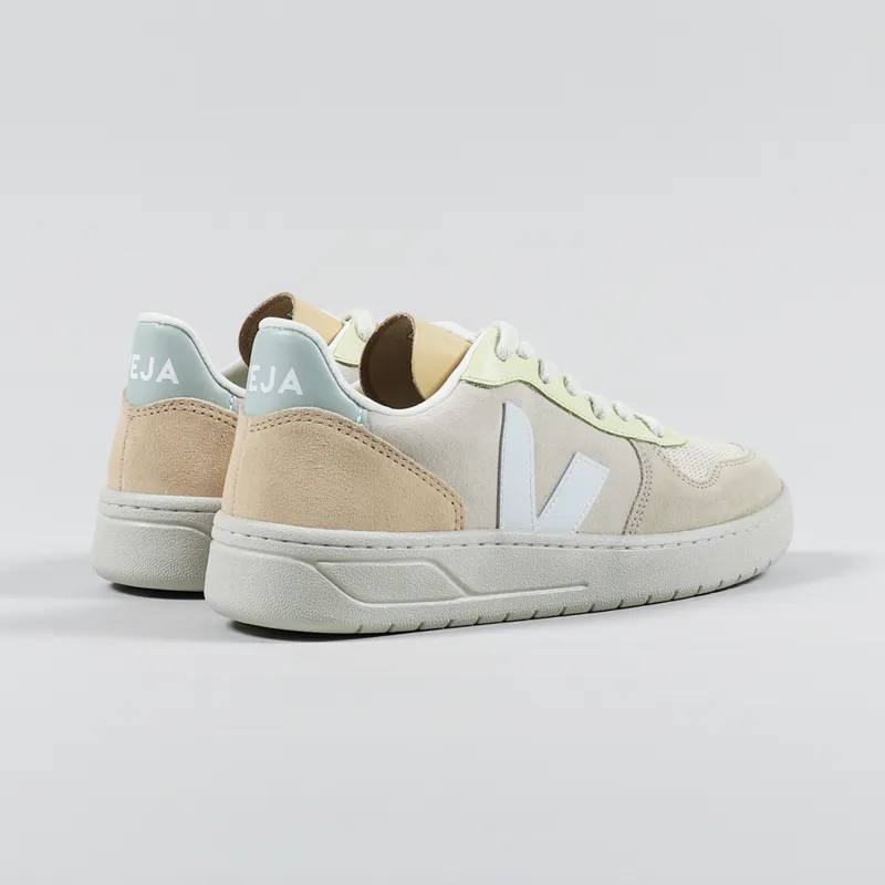 Veja Womens V-10 Suede Shoes Sable Menthol Multico-3