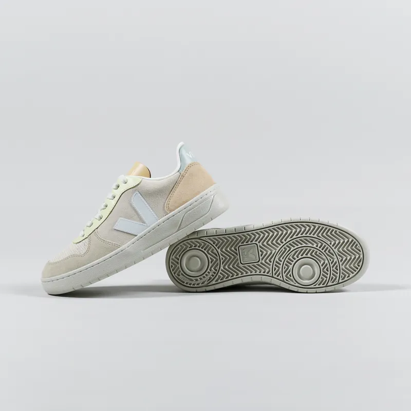 Veja Womens V-10 Suede Shoes Sable Menthol Multico-2