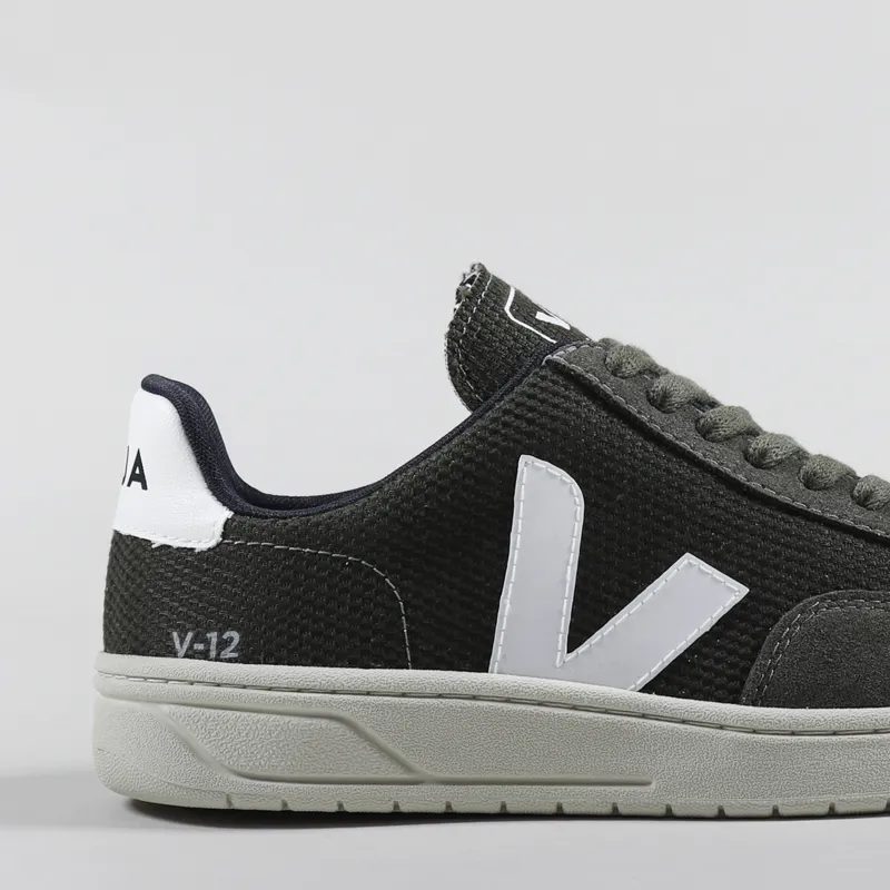 Veja Womens V-12 B-Mesh Shoes Olive White-5