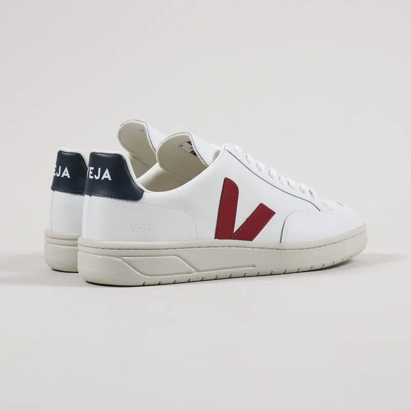 Veja V-12 Leather Shoes Extra White Marsala Nautico-2