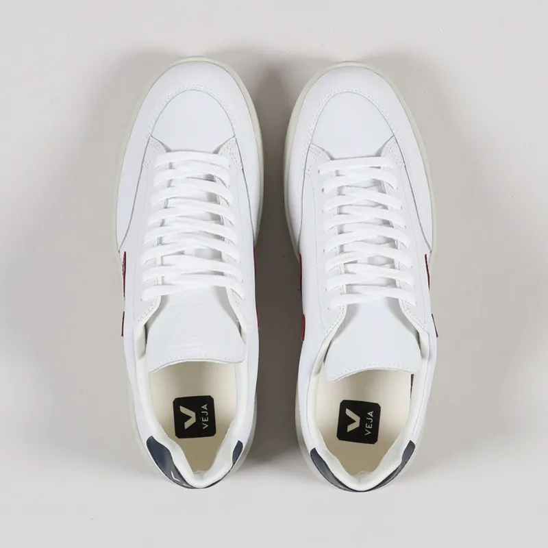 Veja V-12 Leather Shoes Extra White Marsala Nautico-3