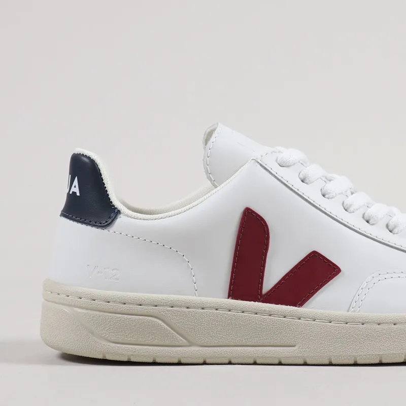 Veja Womens V-12 Leather Shoes Extra White Marsala Nautico-5