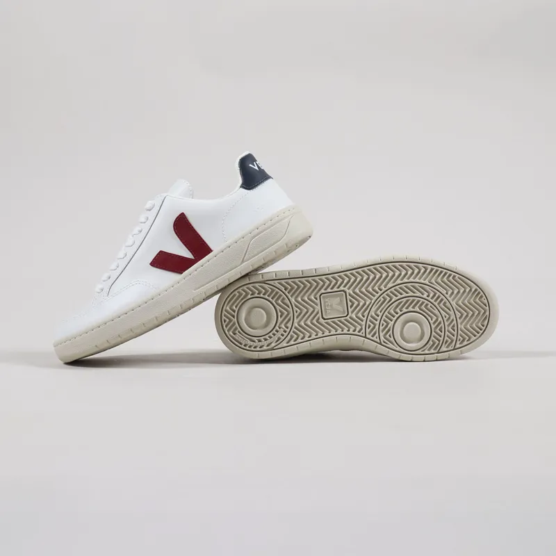 Veja Womens V-12 Leather Shoes Extra White Marsala Nautico-1