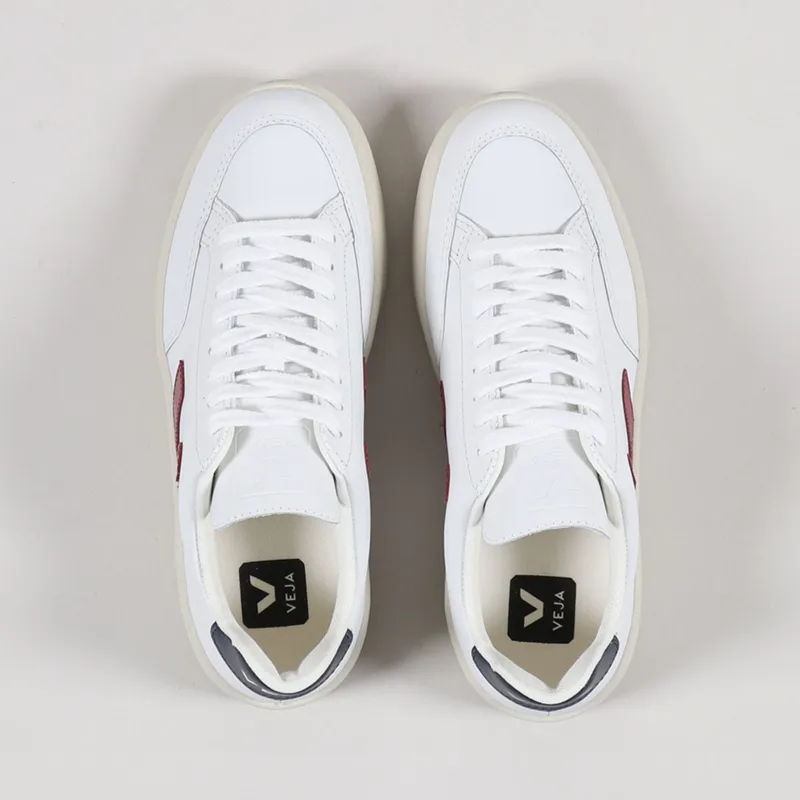 Veja Womens V-12 Leather Shoes Extra White Marsala Nautico-3