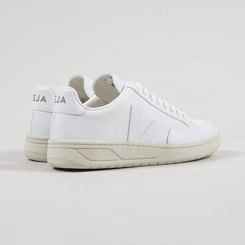Veja Womens V-12 Leather Shoes Extra White-2