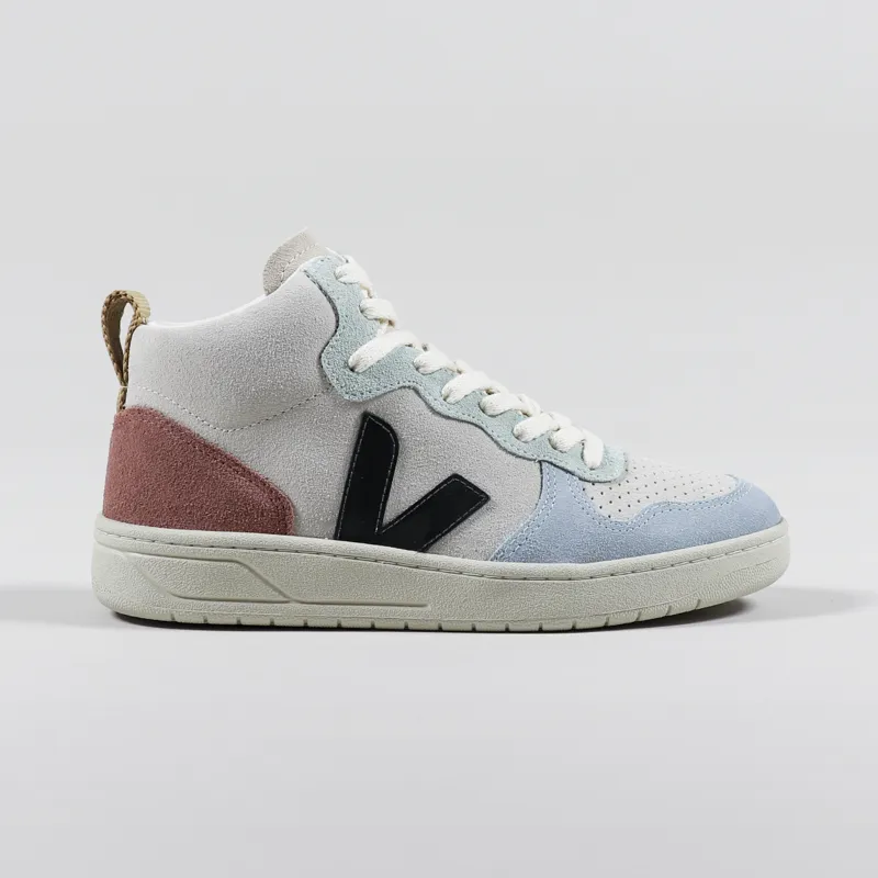 Veja Womens V-15 Suede Shoes Multico Natural Black-4