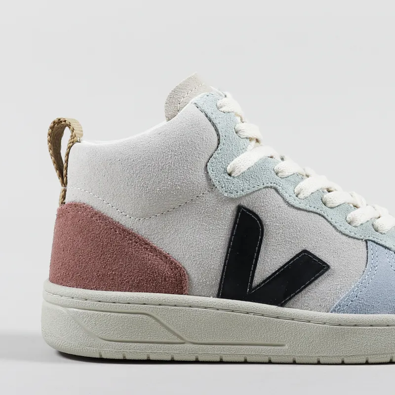 Veja Womens V-15 Suede Shoes Multico Natural Black-5