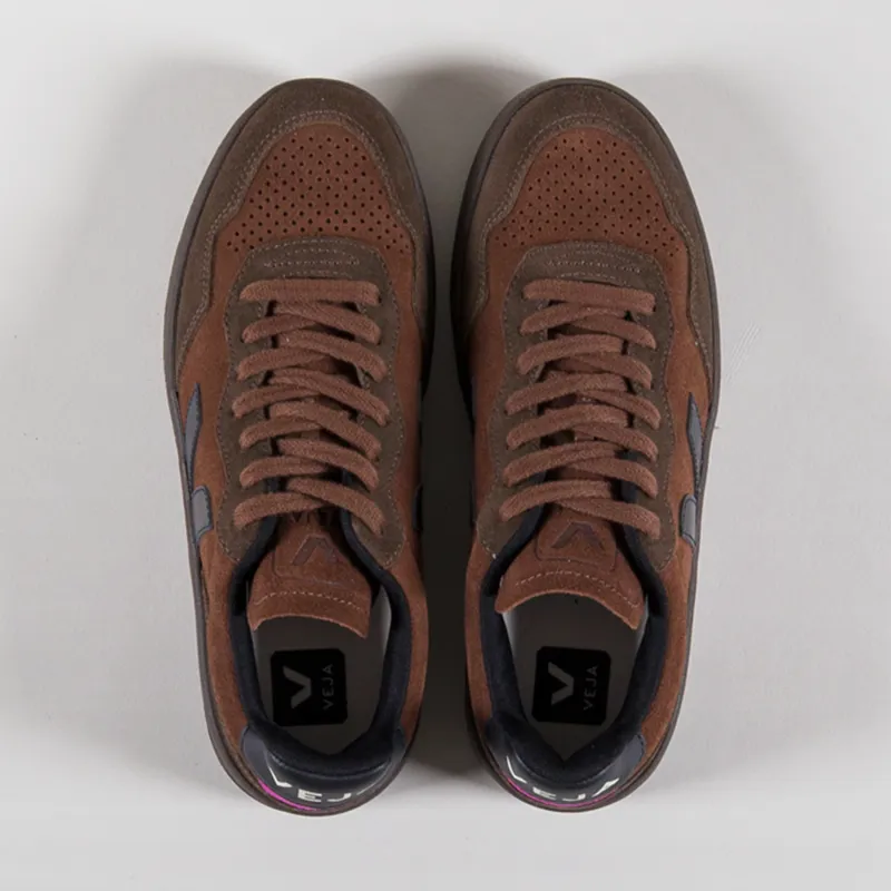 Veja Womens V-90 Suede Shoes Walnut Black-6