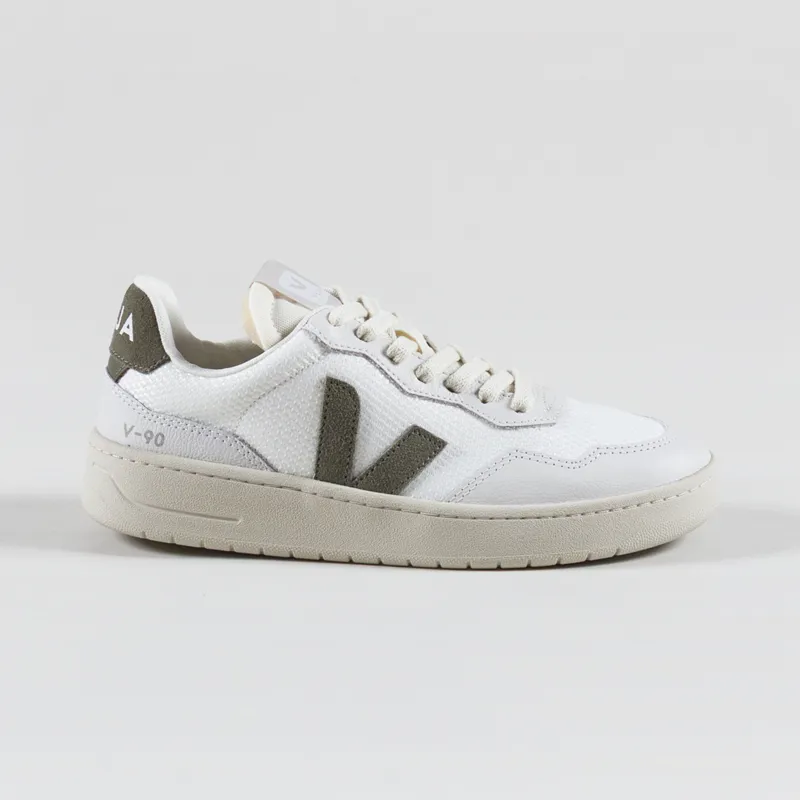 Veja Womens V-90 B-Mesh Shoes White Khaki-2
