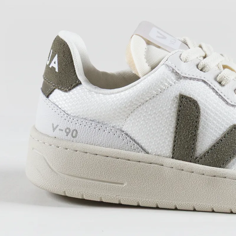 Veja Womens V-90 B-Mesh Shoes White Khaki-4