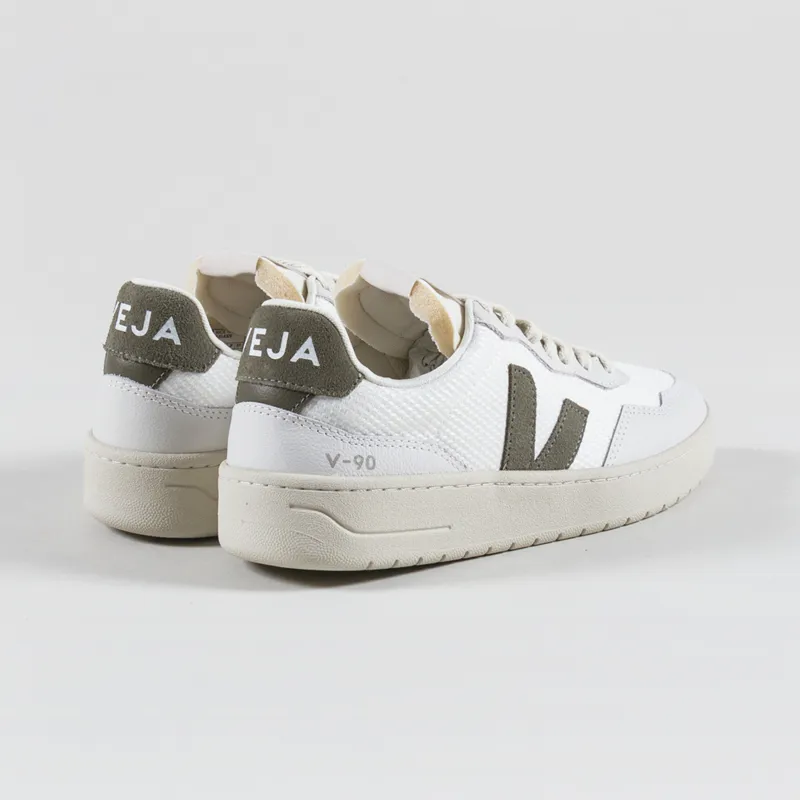 Veja Womens V-90 B-Mesh Shoes White Khaki-1