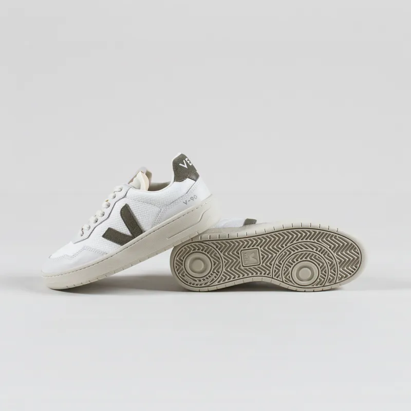 Veja Womens V-90 B-Mesh Shoes White Khaki-3