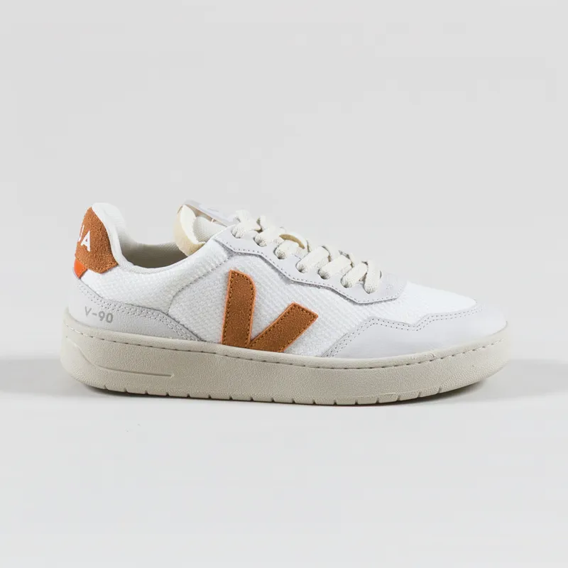 Veja Womens V-90 B-Mesh Shoes White Umber-2