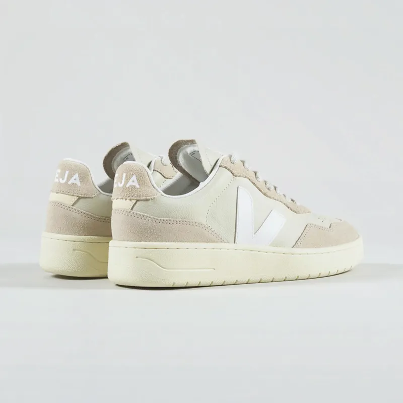 Veja Womens V-90 Leather Shoes Pierre White-1