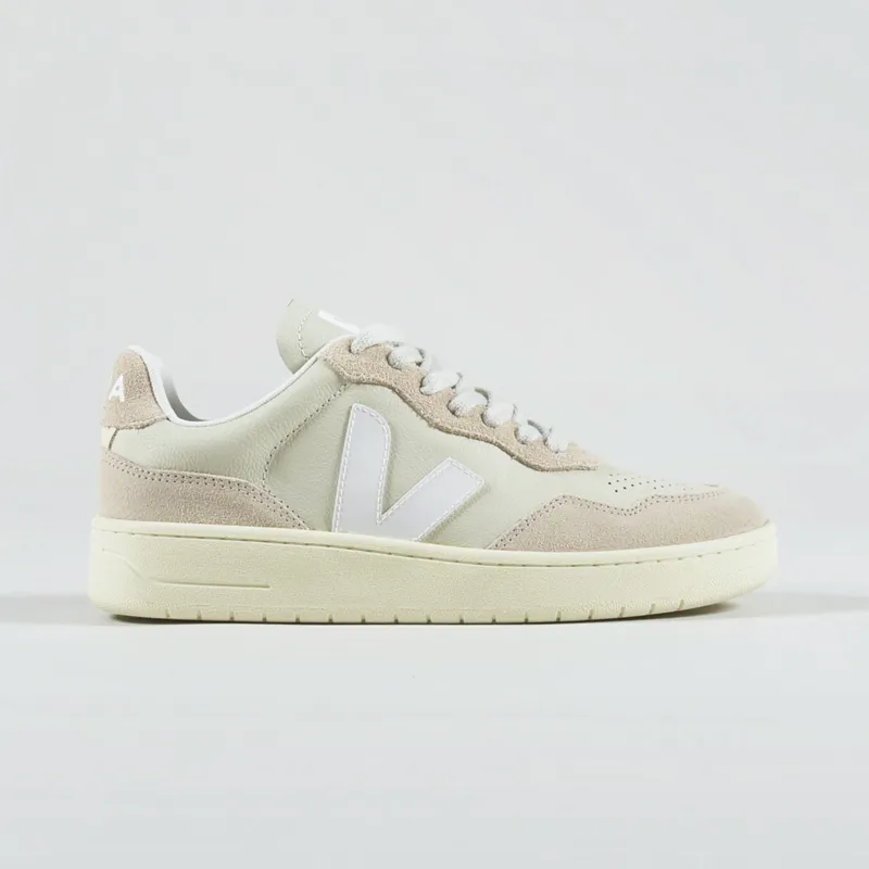 Veja Womens V-90 Leather Shoes Pierre White-2