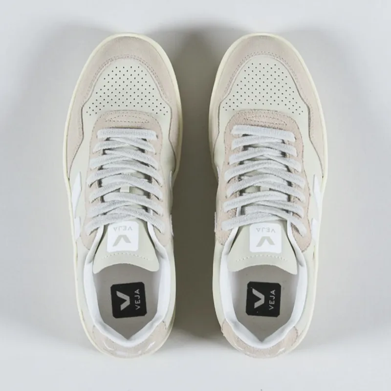 Veja Womens V-90 Leather Shoes Pierre White-3