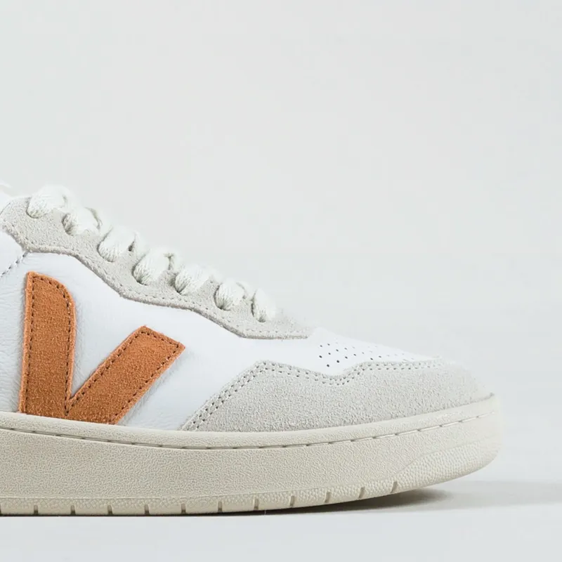 Veja Womens V-90 Leather Shoes Extra White Umber-4
