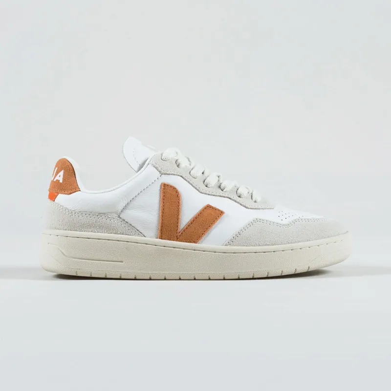 Veja Womens V-90 Leather Shoes Extra White Umber-5