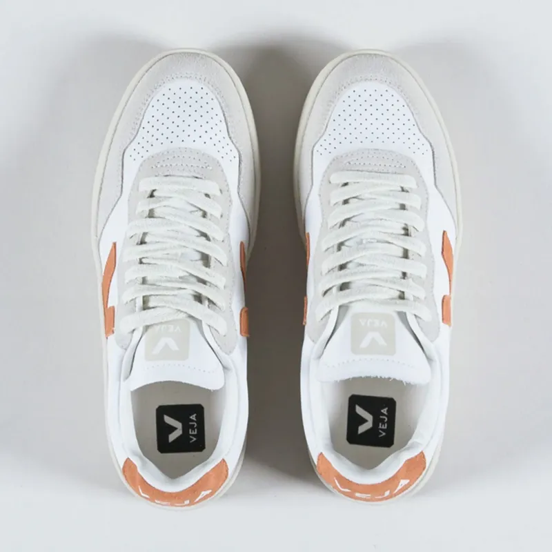 Veja Womens V-90 Leather Shoes Extra White Umber-6