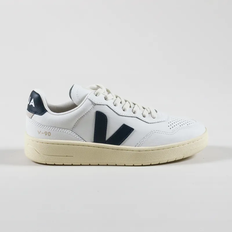 Veja Womens V-90 OT Leather Shoes Extra White Nautico-2