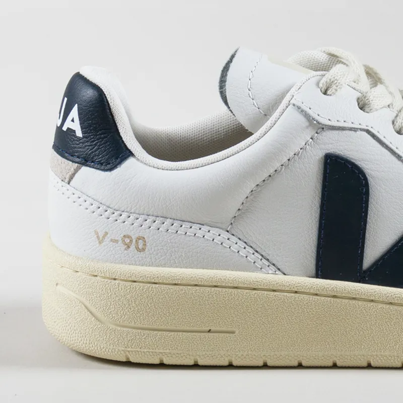 Veja Womens V-90 OT Leather Shoes Extra White Nautico-4