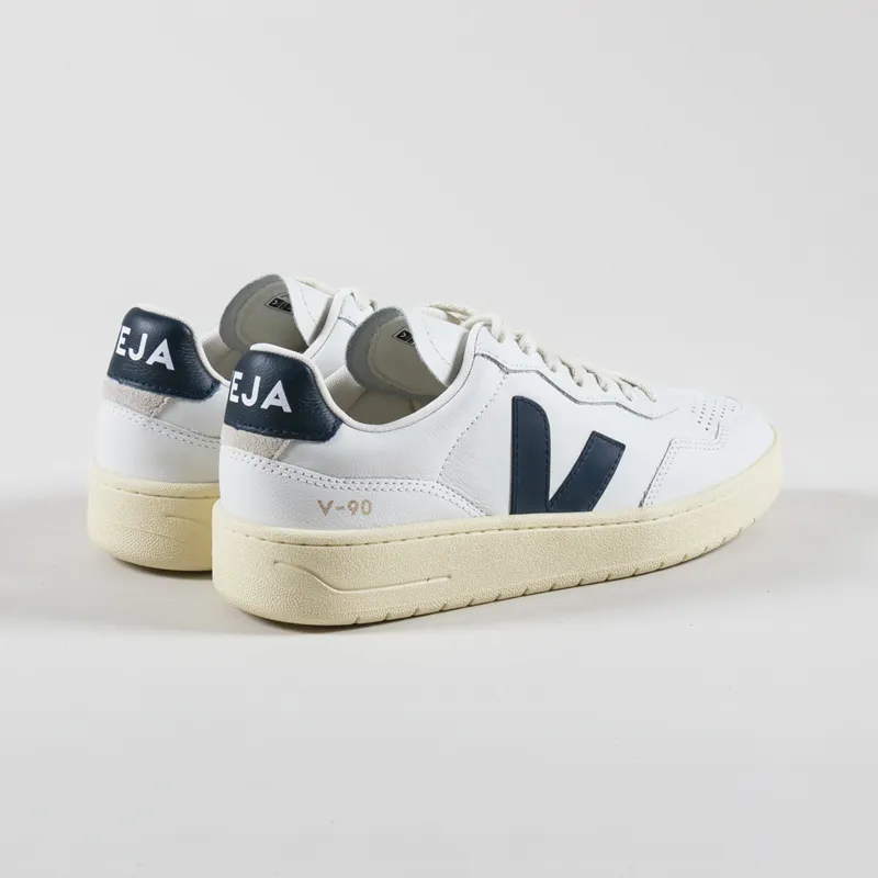Veja Womens V-90 OT Leather Shoes Extra White Nautico-1