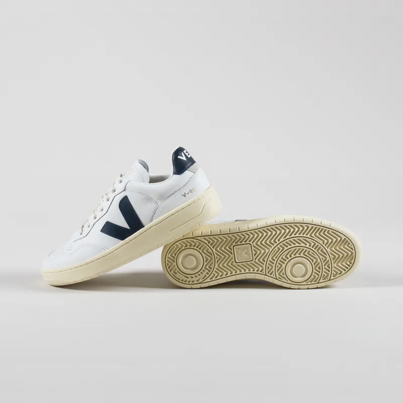 Veja Womens V-90 OT Leather Shoes Extra White Nautico-3