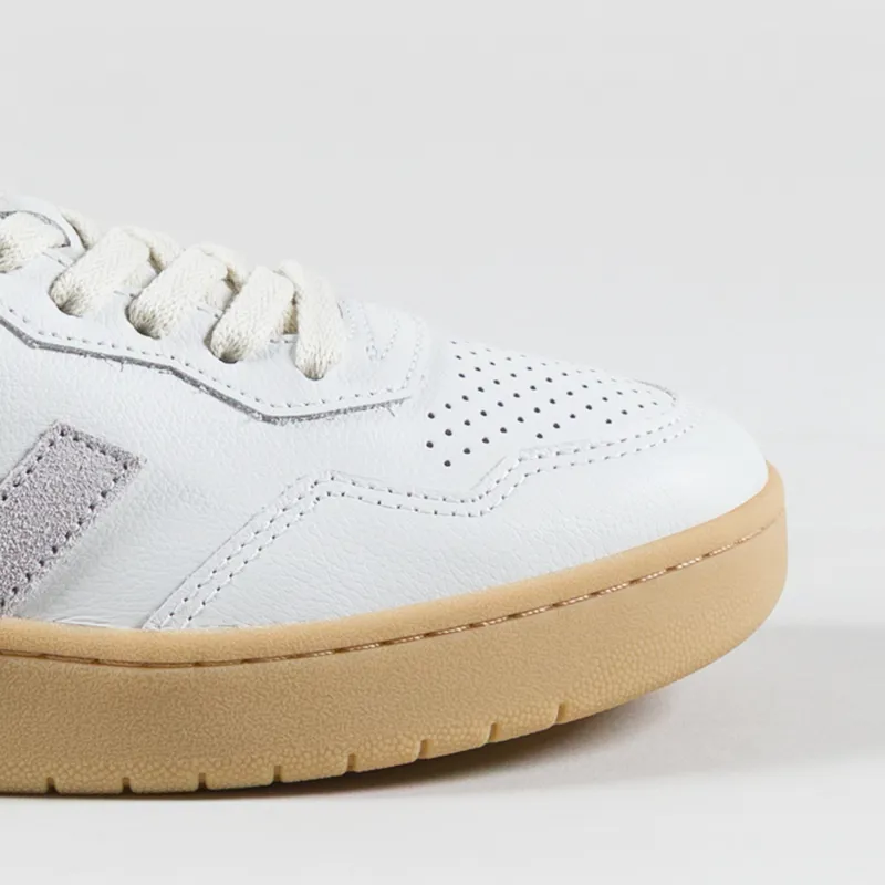 Veja Womens V-90 Leather Shoes Extra White Light Grey Natural-5