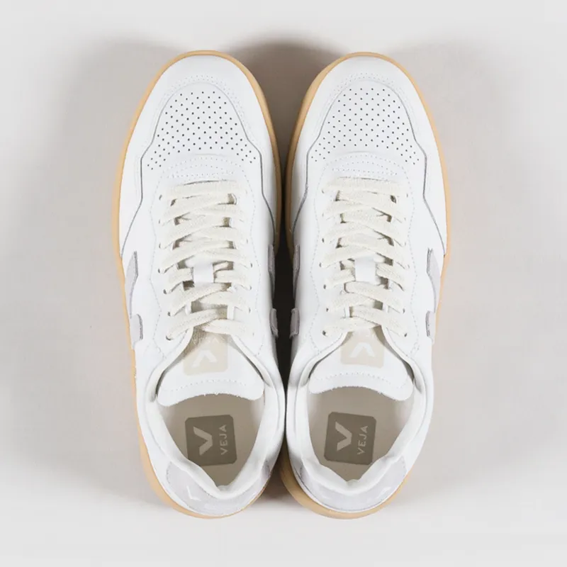 Veja Womens V-90 Leather Shoes Extra White Light Grey Natural-6