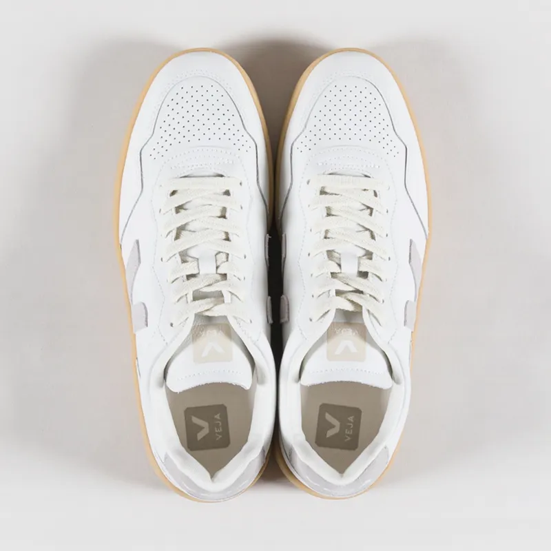 Veja V-90 Leather Shoes Extra White Light Grey Natural-6