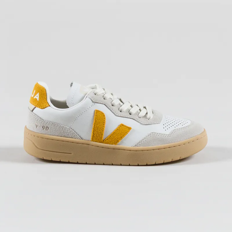 Veja Womens V-90 Leather Shoes Extra White Toscane Natural-2