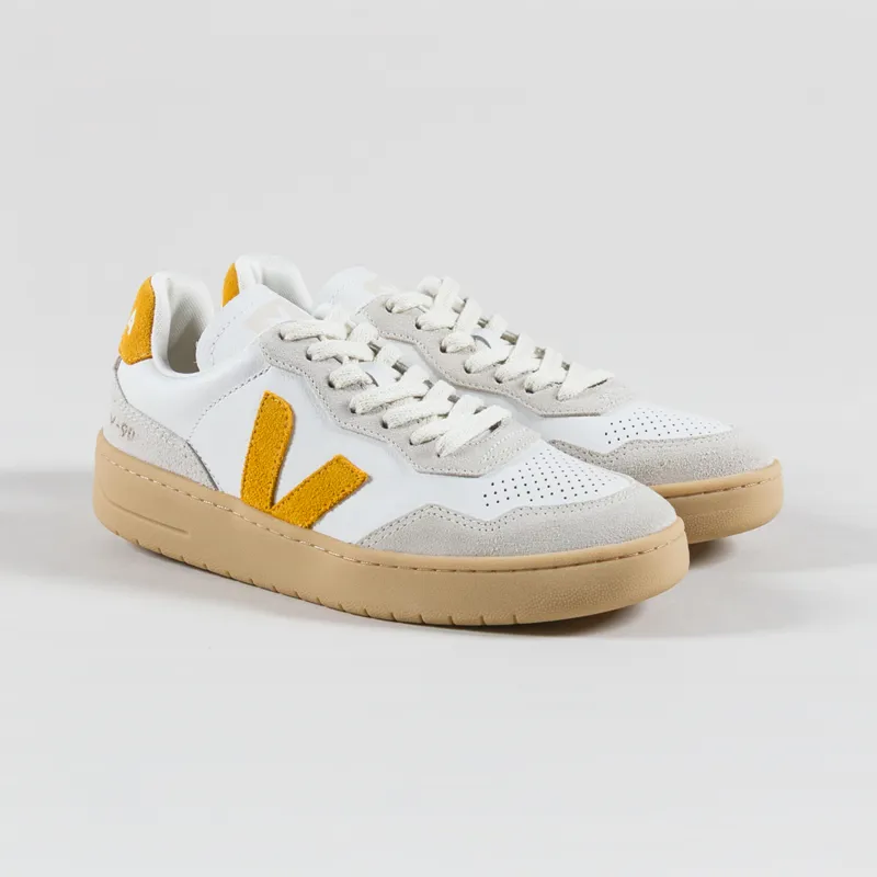 Veja Womens V-90 Leather Shoes Extra White Toscane Natural