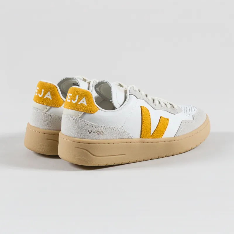 Veja Womens V-90 Leather Shoes Extra White Toscane Natural-1