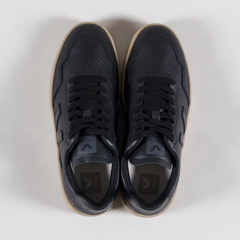 Veja Womens V-90 Leather Shoes Black Dune-6