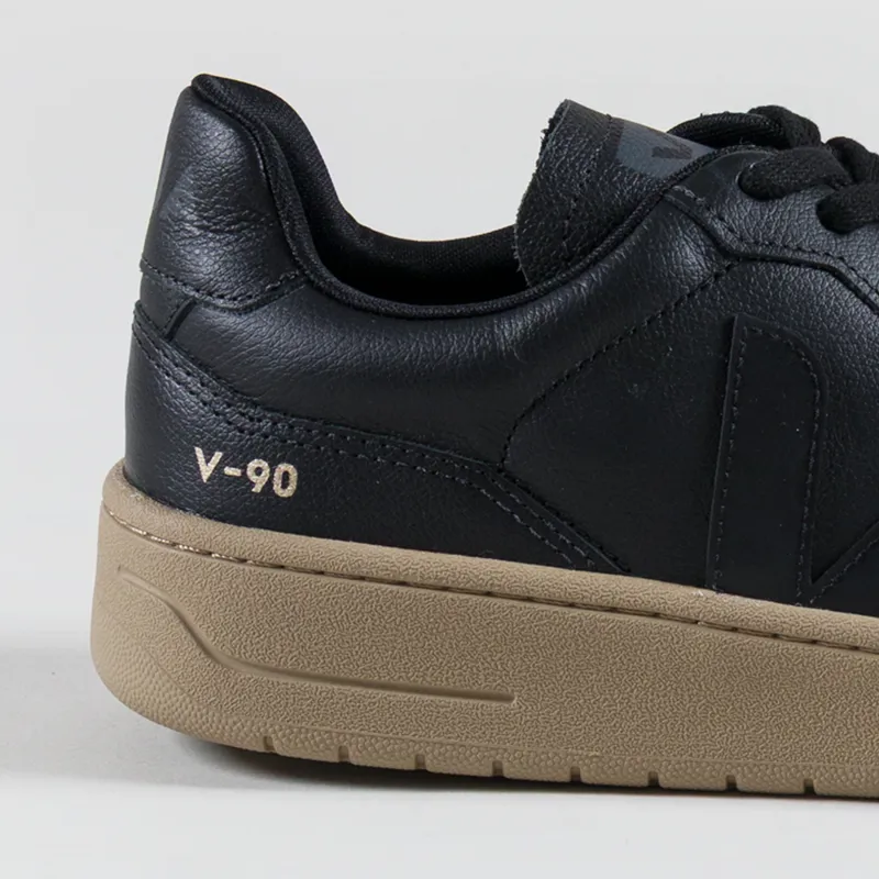 Veja V-90 Leather Shoes Black Dune-4