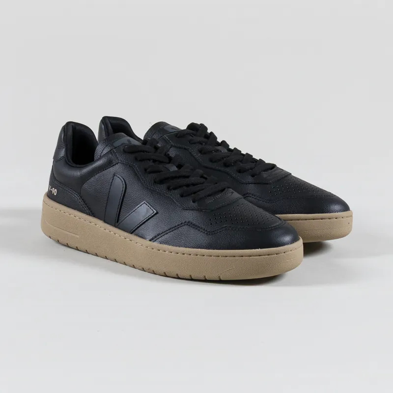 Veja V-90 Leather Shoes Black Dune
