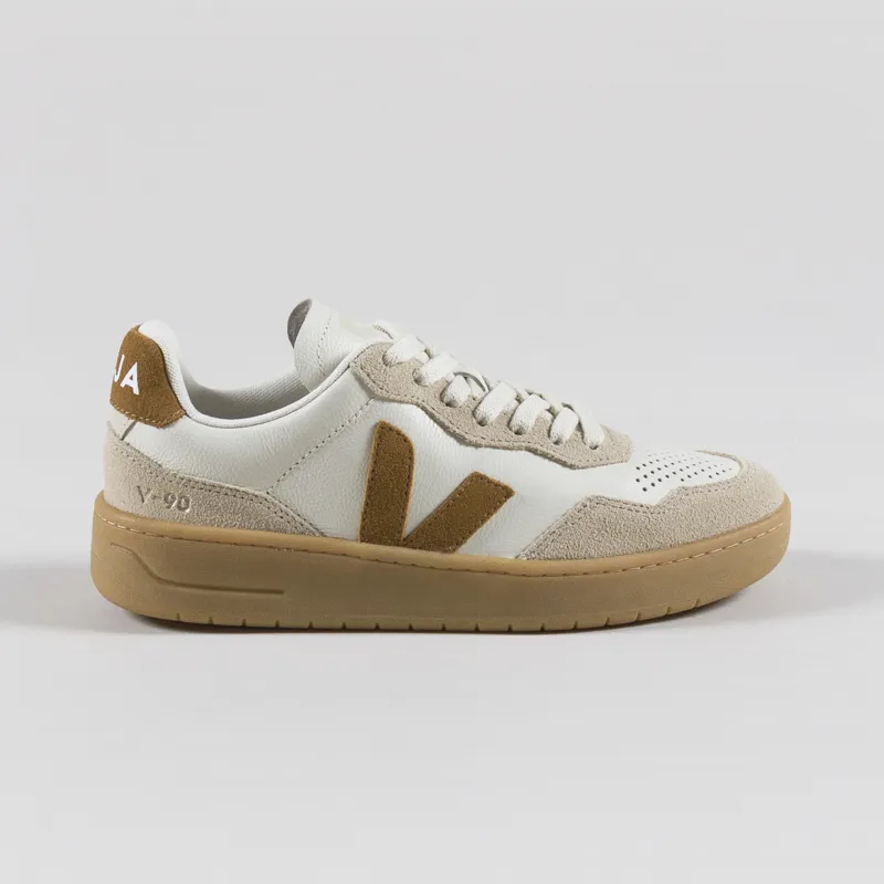 Veja Womens V-90 OT Leather Shoes Pure Camel Almond Natural-2