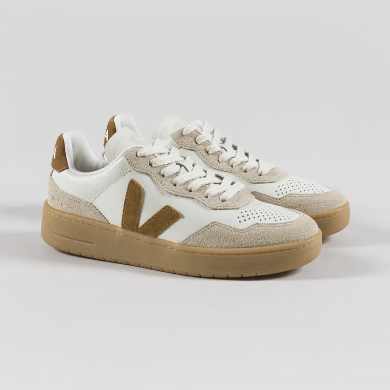 Veja Womens V-90 OT Leather Shoes Pure Camel Almond Natural