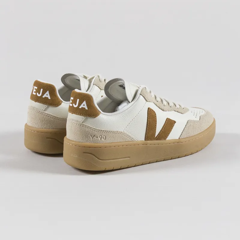 Veja Womens V-90 OT Leather Shoes Pure Camel Almond Natural-1