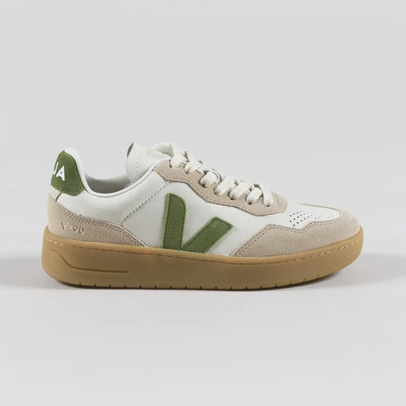 Veja Womens V-90 OT Leather Shoes Pure Kiwi Almond Natural-2