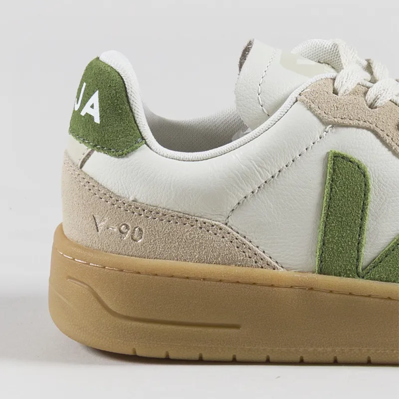 Veja Womens V-90 OT Leather Shoes Pure Kiwi Almond Natural-4