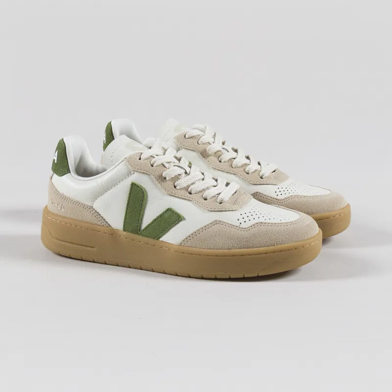 Veja Womens V-90 OT Leather Shoes Pure Kiwi Almond Natural