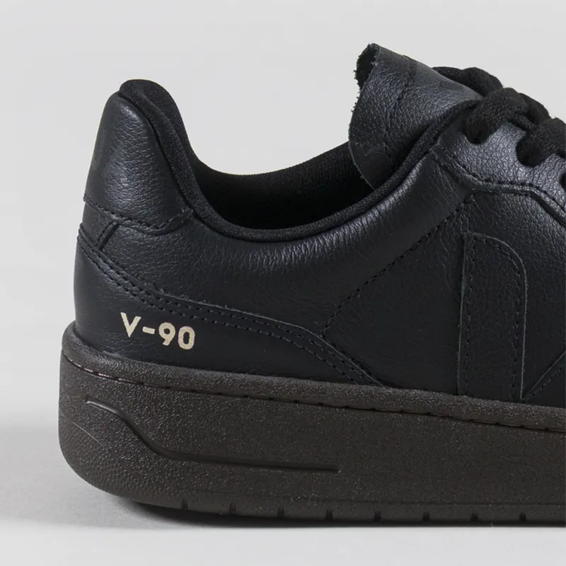 Veja Womens V-90 OT Leather Shoes Full Black Eagle-4