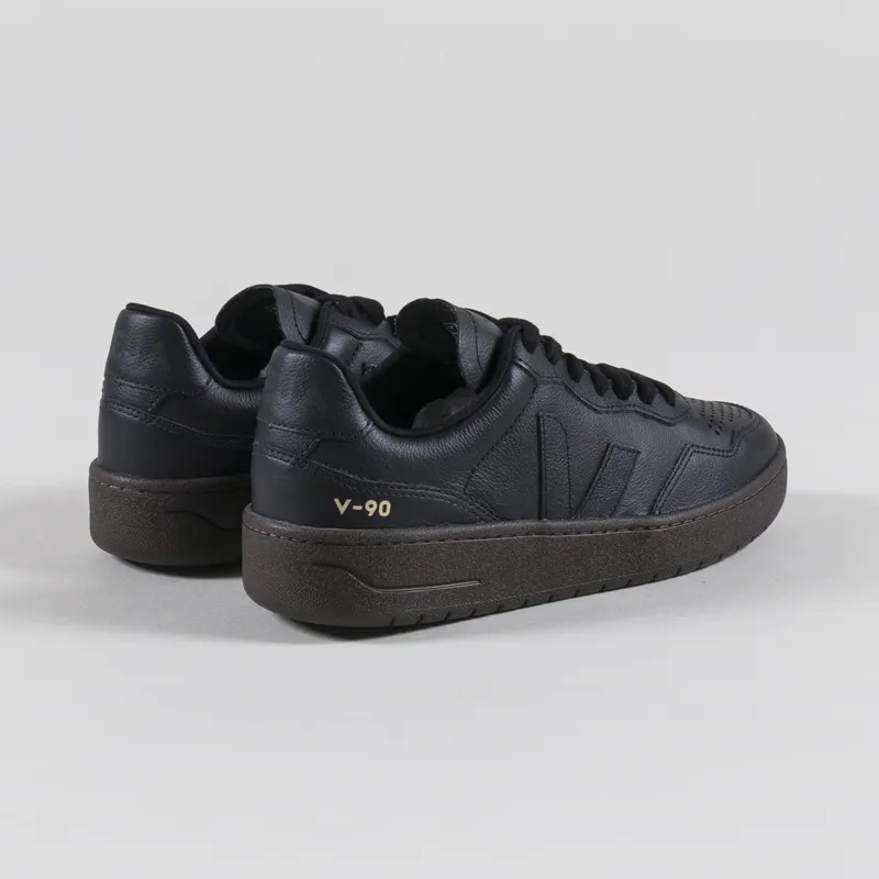 Veja Womens V-90 OT Leather Shoes Full Black Eagle-1