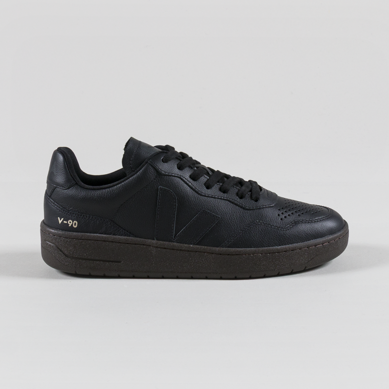 Veja V-90 OT Leather Shoes Full Black Eagle-2