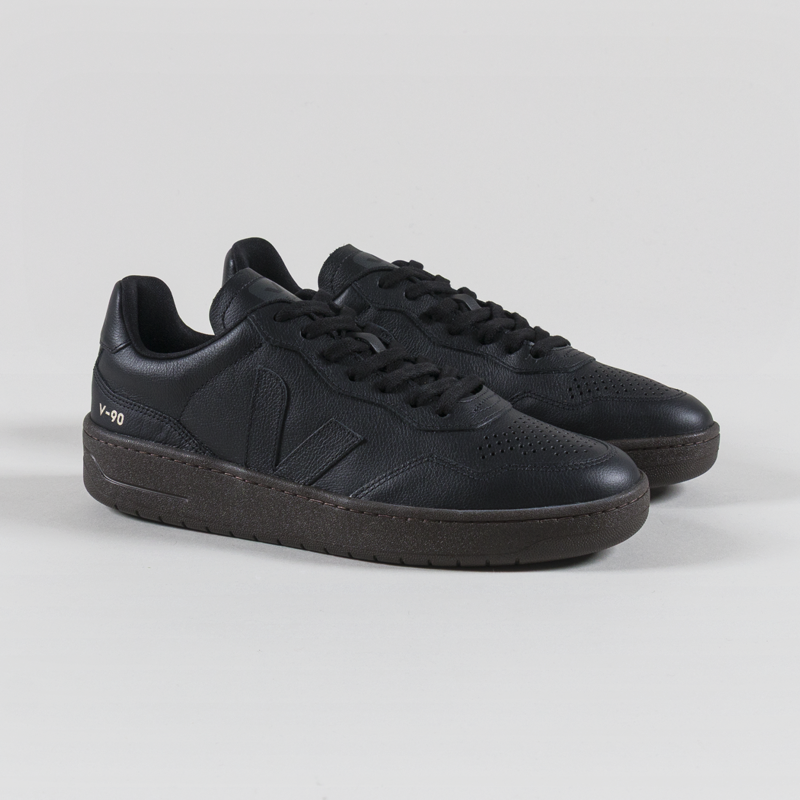 Veja V-90 OT Leather Shoes Full Black Eagle