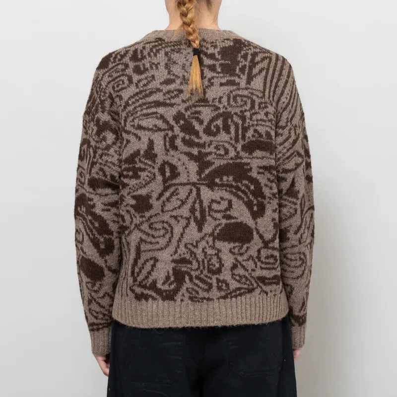 Indi And Cold Womens Bicolor Jacquard Sweater Taupe-3