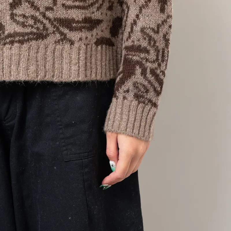 Indi And Cold Womens Bicolor Jacquard Sweater Taupe-7