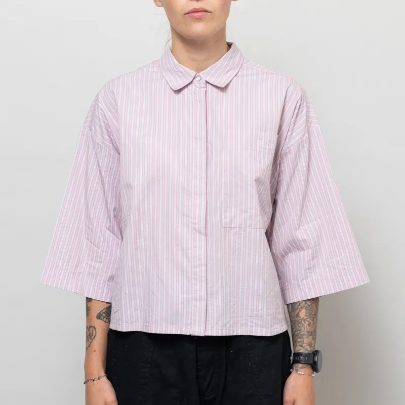 Indi And Cold Womens Boxy Striped Shirt Mauve