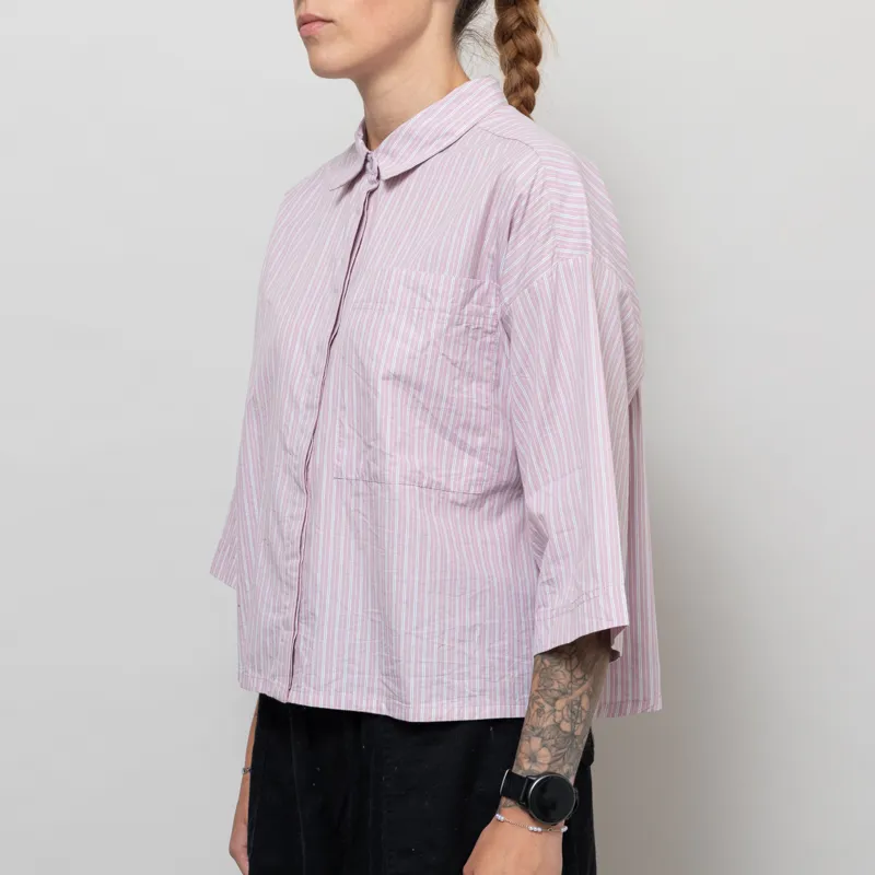 Indi And Cold Womens Boxy Striped Shirt Mauve-1